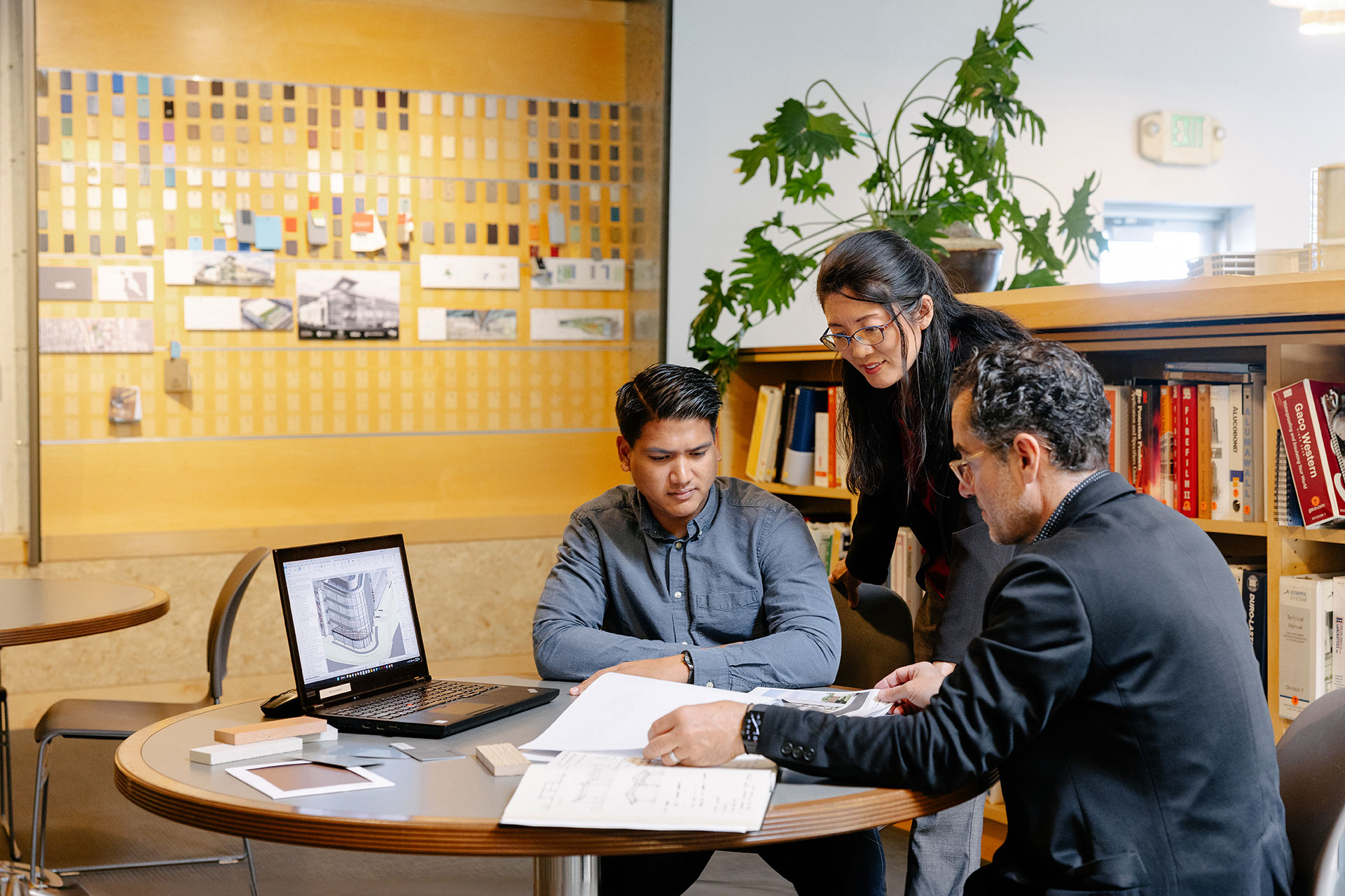 Interior at DGA Mountain View Office, three people talking