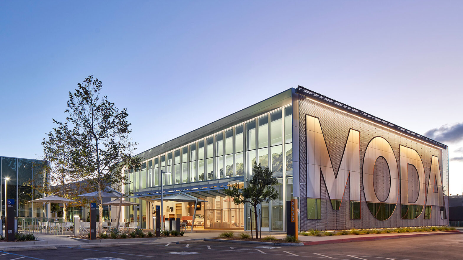 Exterior of the MODA Sorrento amenity building and campus