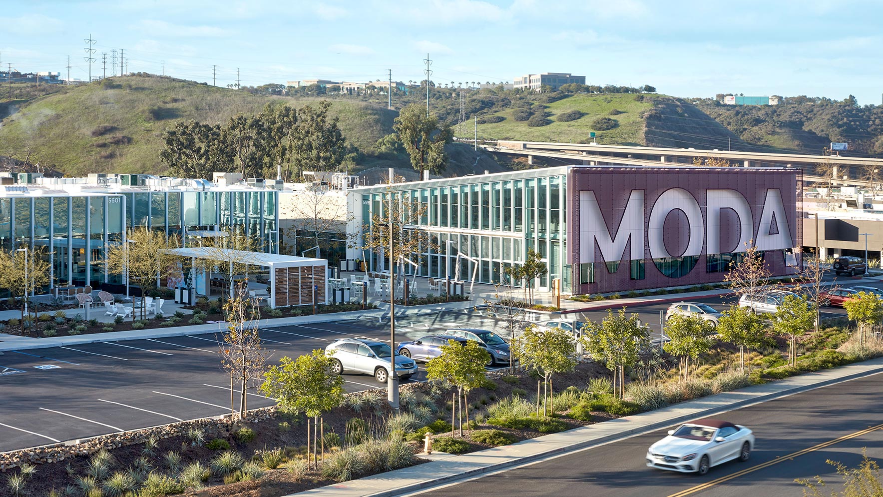 Exterior of the MODA Sorrento amenity building and campus