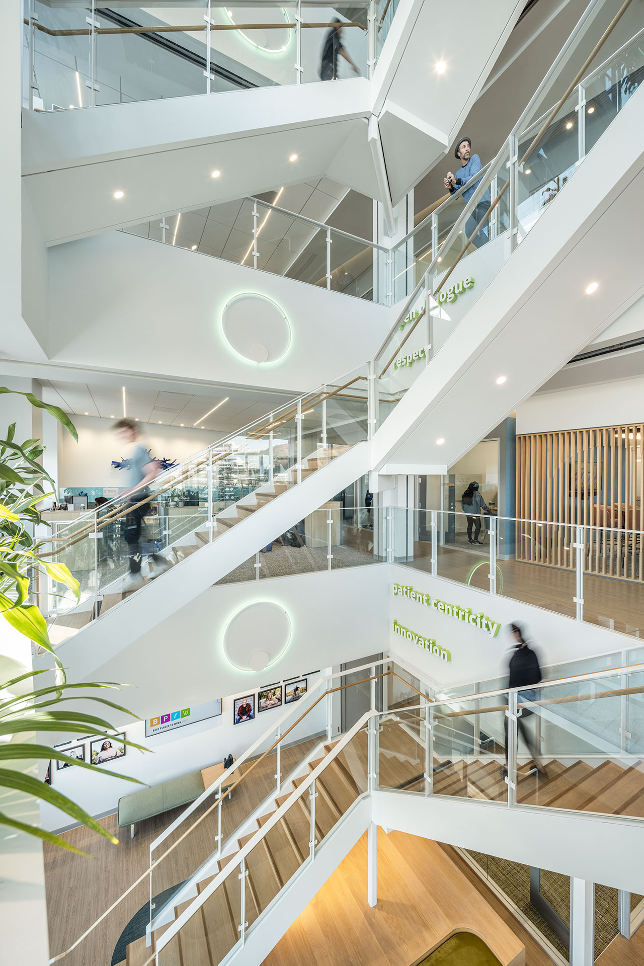 Interior view of the communicating stair at Cytokinetics