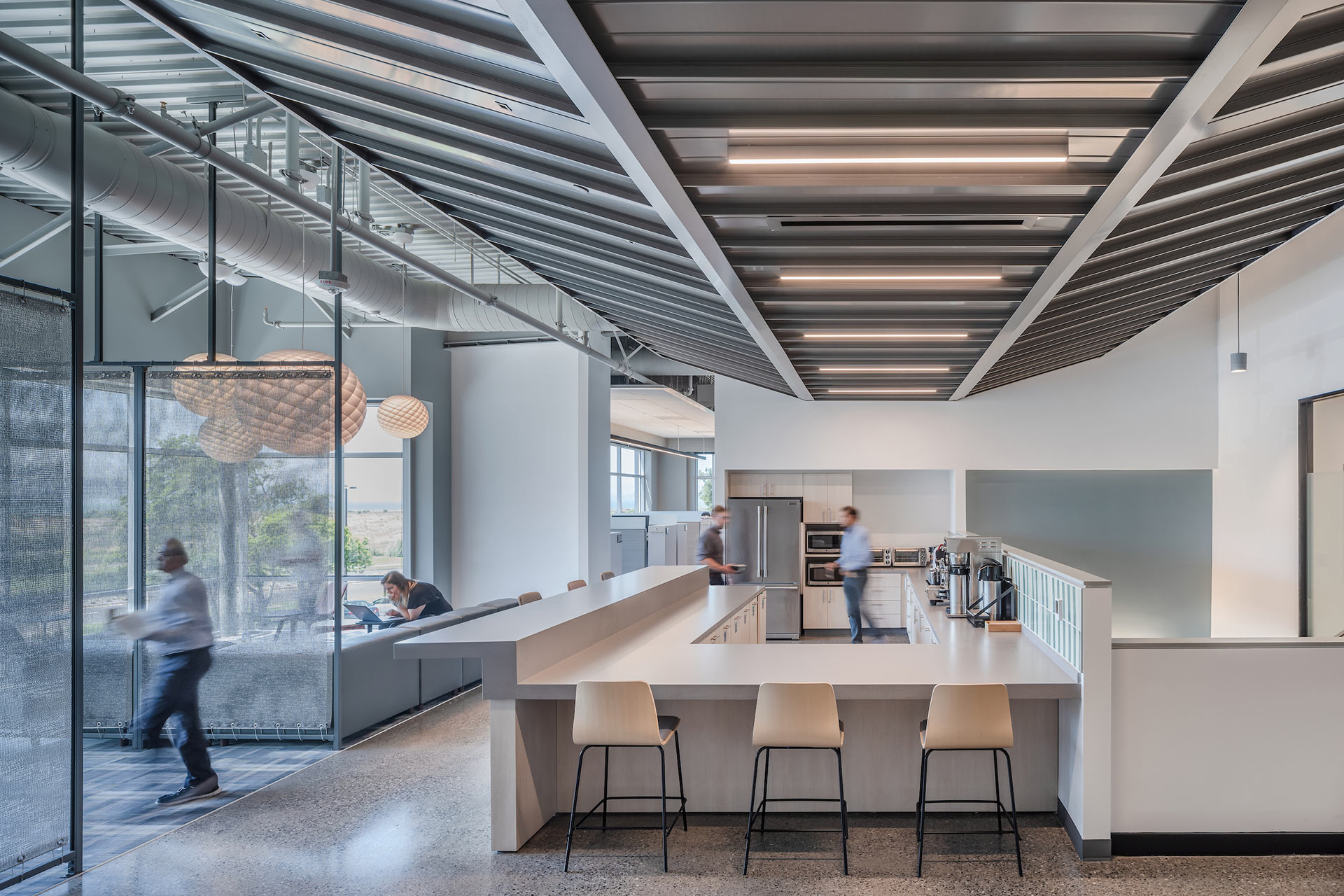 Interior at Exelixis 1851 and 1801 HBP life science facility inside breakroom kitchen