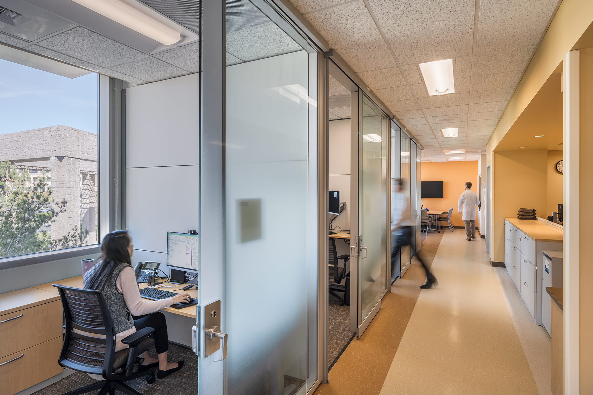 Interior of a healthcare medical office building circulation