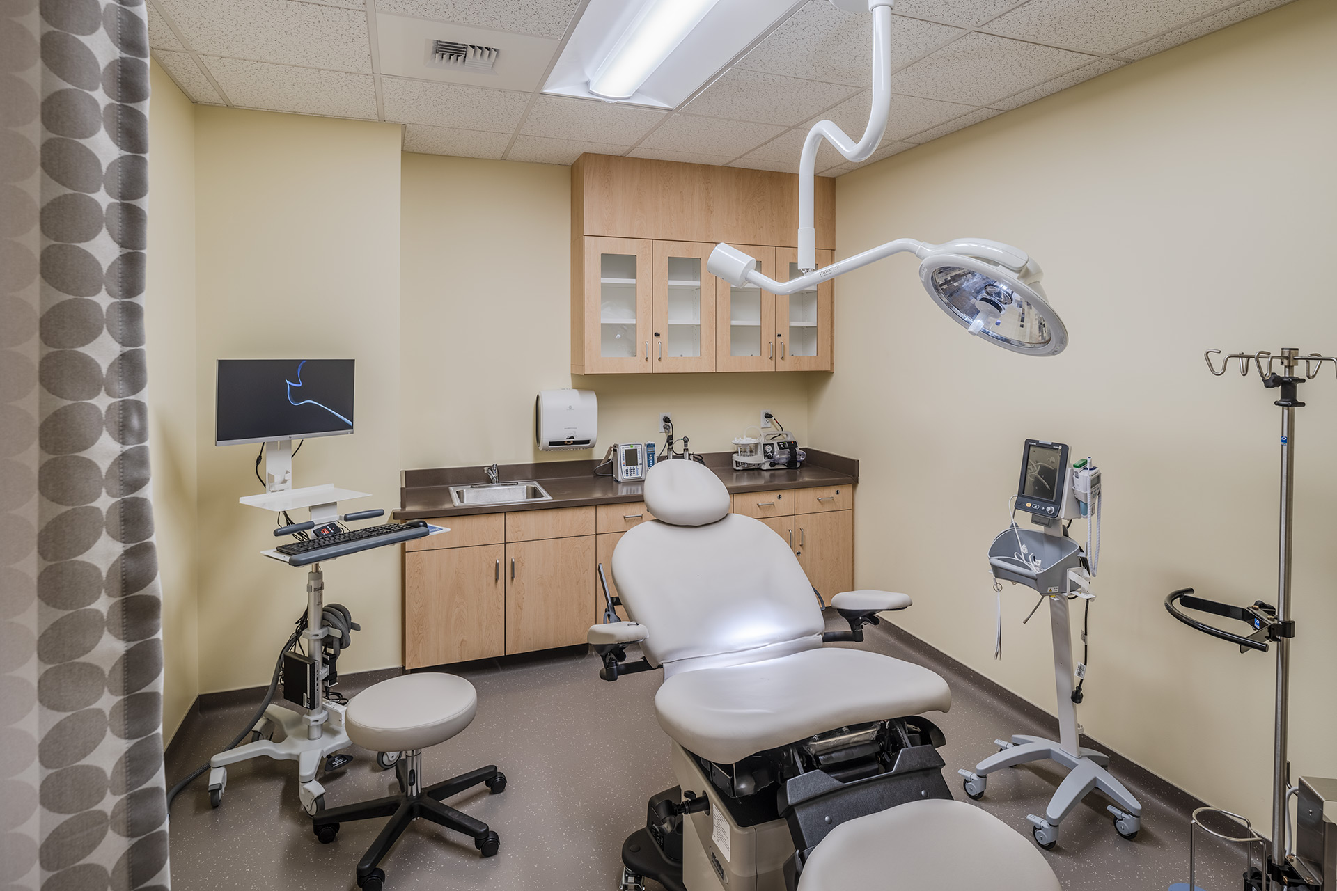 Interior of a healthcare medical office building exam room